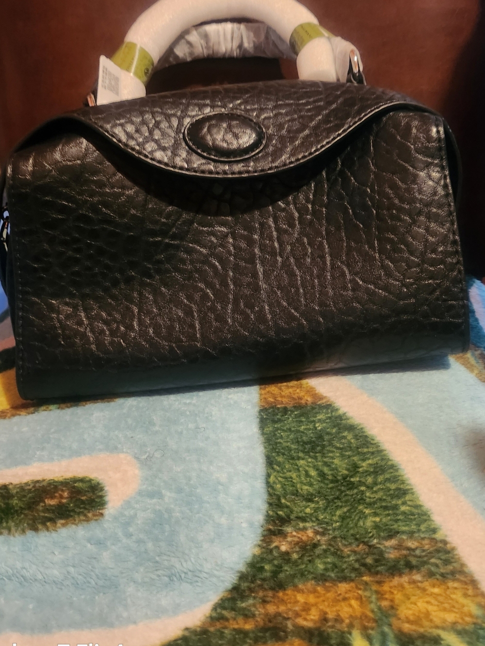 Black Textured Crossbody Bag